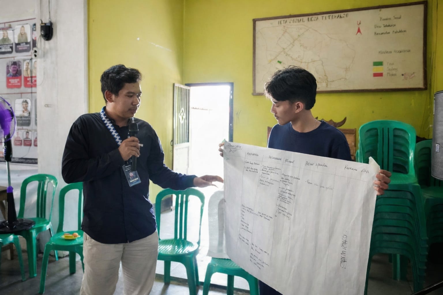 Bayu Aji Santosa sedang presentasi bersama satu temannya